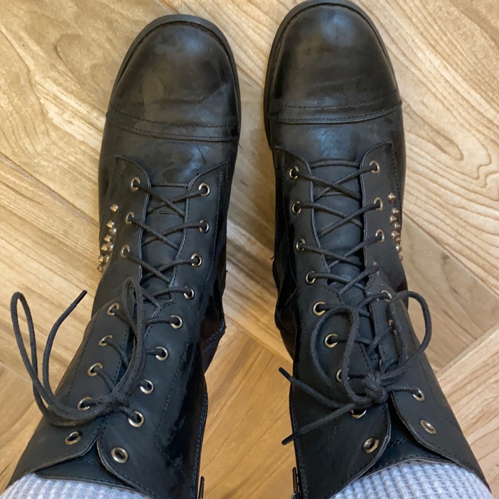 Combat studded boots